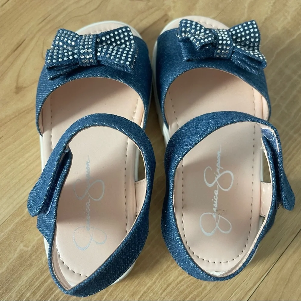 NWOB Jessica Simpson Toddler Girls Tia Shine Shiny Denim Sandals